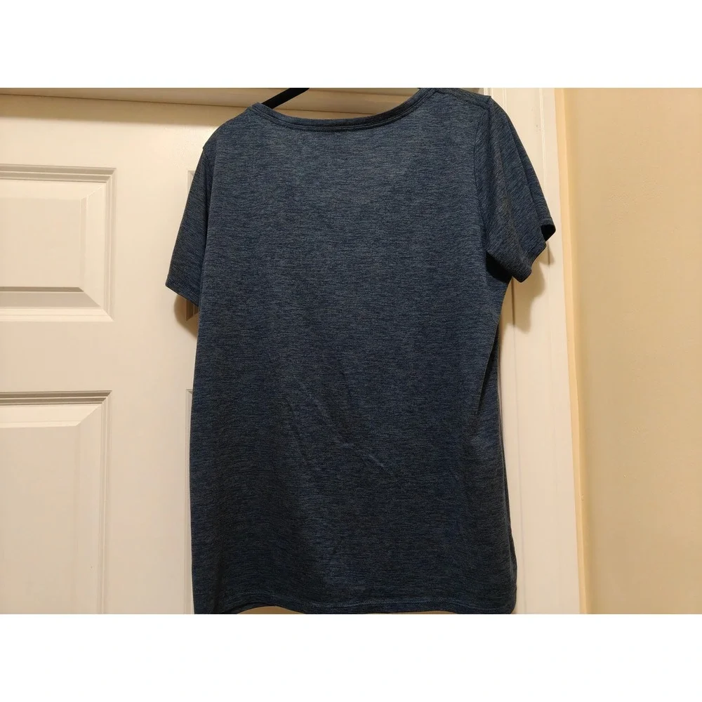 Nike Womens Dri-FIT Heathered Navy Blue Short Sleeve Training Tee 92082-429 L